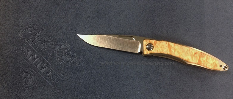 Chris Reeve Mnandi Framelock Folding Knife, CPM S45VN, Box Elder Burl Scales - Click Image to Close